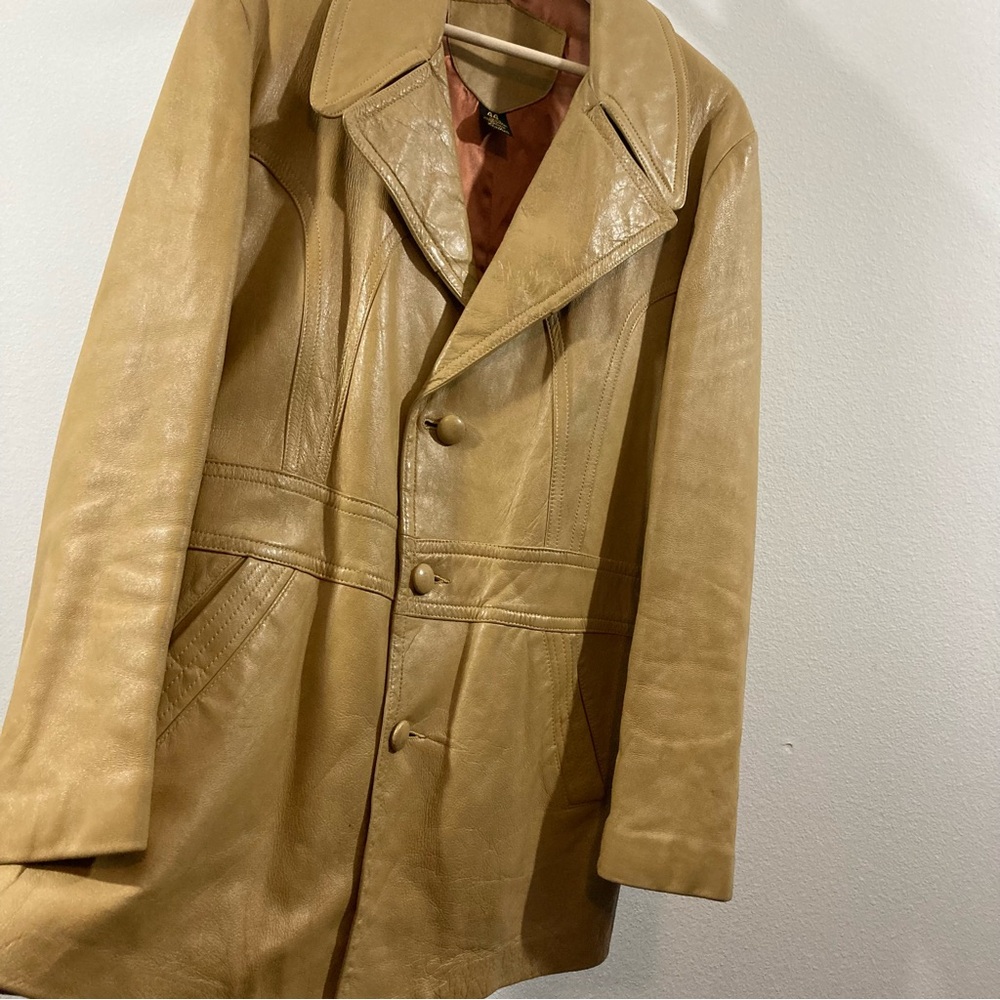Vintage Leather Jacket, Cabretta Glove Leather, Tan Coat - Picture 3 of 13